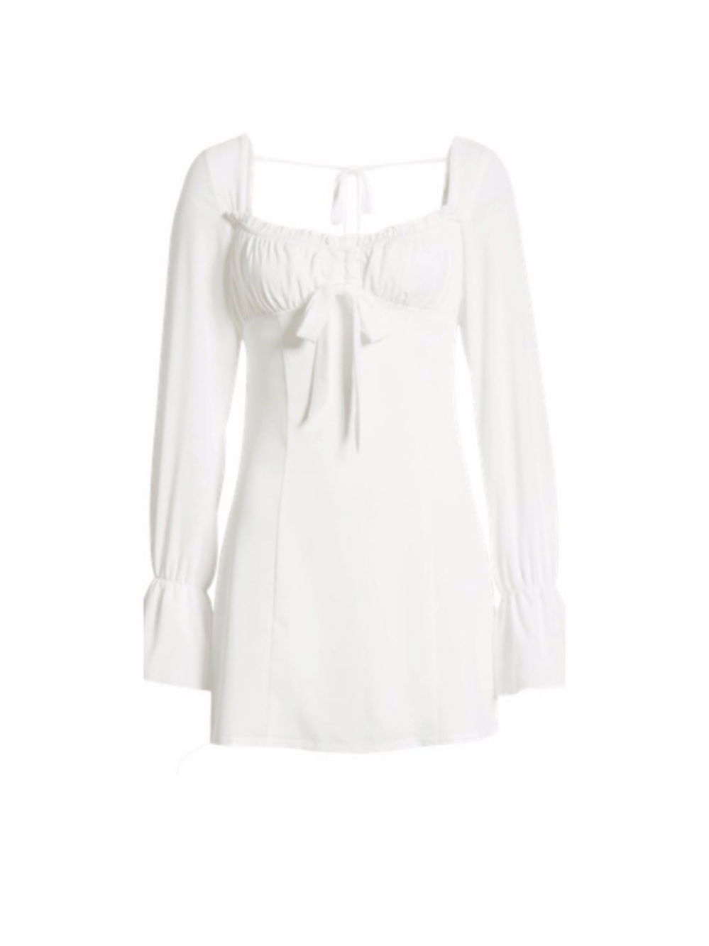 Tiger Mist White Long-Sleeve Tie-Front Chemise Dress